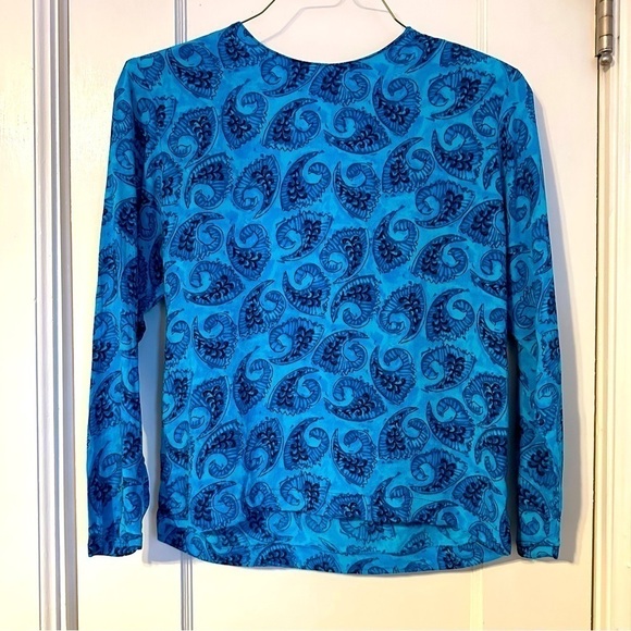 Carole Little Petite Top Key Hole Opening in Back Mermaid Cerulean Size 6P - Picture 3 of 9